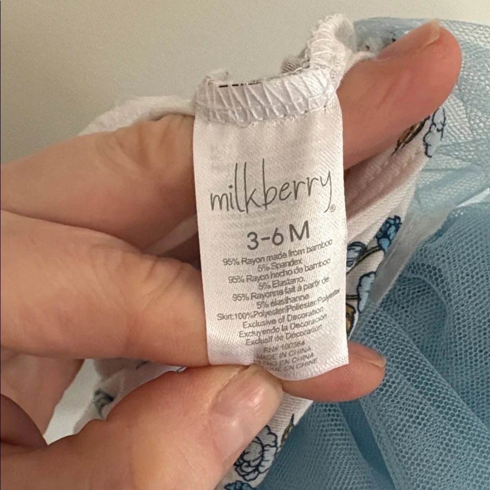 Milkberry Tutu Bodysuit Onesie Dress Blue Baby Girl size 3-6 months